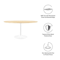 Lippa White/Natural 60" Round Wood Dining Table - Ornate Home