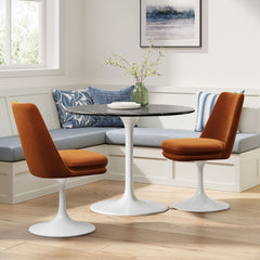 Lippa White/Rust Swivel Dining Performance Velvet Side Chair - Ornate Home