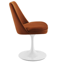 Lippa White/Rust Swivel Dining Performance Velvet Side Chair - Ornate Home