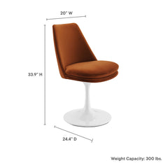 Lippa White/Rust Swivel Dining Performance Velvet Side Chair - Ornate Home