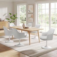 Lippa White Swivel Dining Vegan Leather Armchair - Ornate Home