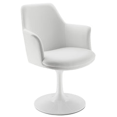 Lippa White Swivel Dining Vegan Leather Armchair - Ornate Home