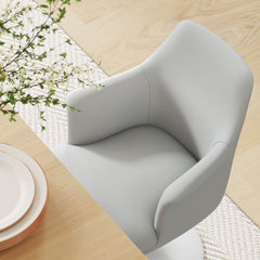 Lippa White Swivel Dining Vegan Leather Armchair - Ornate Home