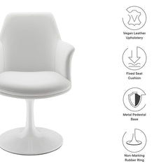 Lippa White Swivel Dining Vegan Leather Armchair - Ornate Home