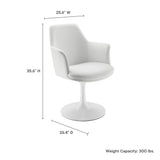 Lippa White Swivel Dining Vegan Leather Armchair - Ornate Home