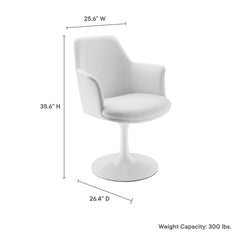Lippa White Swivel Dining Vegan Leather Armchair - Ornate Home