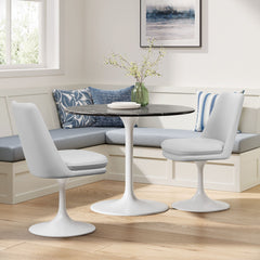 Lippa White Swivel Dining Vegan Leather Side Chair - Ornate Home