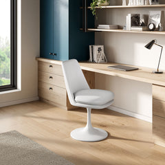 Lippa White Swivel Dining Vegan Leather Side Chair - Ornate Home