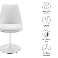 Lippa White Swivel Dining Vegan Leather Side Chair - Ornate Home