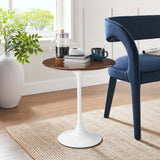 Lippa White/Walnut 20" Round Wood Side Table - Ornate Home