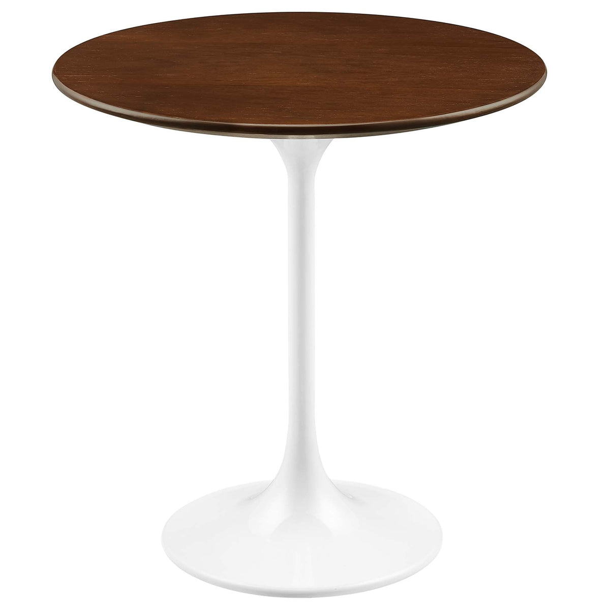 Lippa White/Walnut 20" Round Wood Side Table - Ornate Home