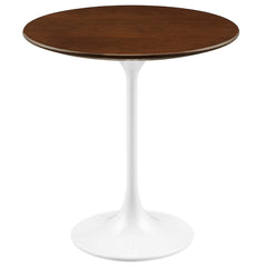 Lippa White/Walnut 20" Round Wood Side Table - Ornate Home
