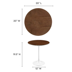 Lippa White/Walnut 20" Round Wood Side Table - Ornate Home