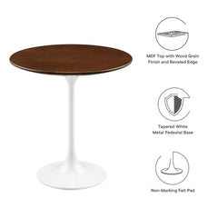 Lippa White/Walnut 20" Round Wood Side Table - Ornate Home