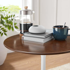 Lippa White/Walnut 20" Round Wood Side Table - Ornate Home
