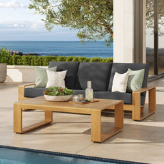 Lirienne Charcoal/Natural 2-Piece Outdoor Patio Aluminum Faux Wood Furniture Set - Ornate Home