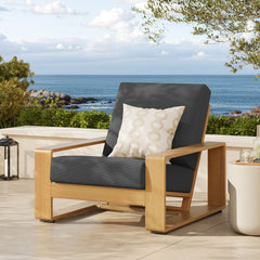 Lirienne Charcoal/Natural Outdoor Patio Aluminum Faux Wood Armchair - Ornate Home