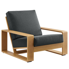 Lirienne Charcoal/Natural Outdoor Patio Aluminum Faux Wood Armchair - Ornate Home