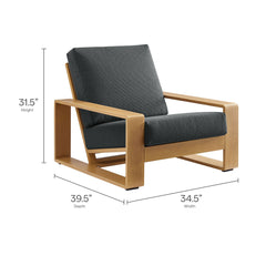 Lirienne Charcoal/Natural Outdoor Patio Aluminum Faux Wood Armchair - Ornate Home