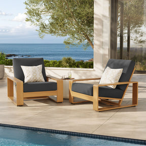 Lirienne Charcoal/Natural Outdoor Patio Aluminum Faux Wood Armchairs (Set of 2) - Ornate Home