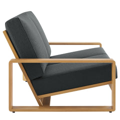 Lirienne Charcoal/Natural Outdoor Patio Aluminum Faux Wood Loveseat - Ornate Home