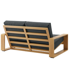 Lirienne Charcoal/Natural Outdoor Patio Aluminum Faux Wood Loveseat - Ornate Home
