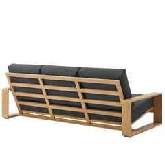 Lirienne Charcoal/Natural Outdoor Patio Aluminum Faux Wood Sofa - Ornate Home