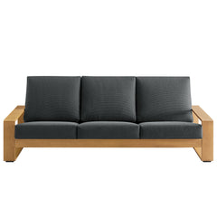 Lirienne Charcoal/Natural Outdoor Patio Aluminum Faux Wood Sofa - Ornate Home