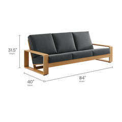 Lirienne Charcoal/Natural Outdoor Patio Aluminum Faux Wood Sofa - Ornate Home