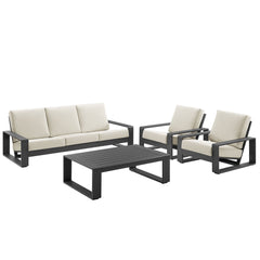 Lirienne Cream 4-Piece Outdoor Patio Aluminum Furniture Set - Ornate Home
