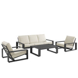 Lirienne Cream 4-Piece Outdoor Patio Aluminum Furniture Set - Ornate Home