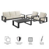 Lirienne Cream 4-Piece Outdoor Patio Aluminum Furniture Set - Ornate Home