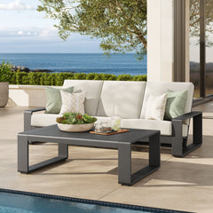 Lirienne Cream/Gray 2-Piece Outdoor Patio Aluminum Furniture Set - Ornate Home