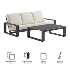 Lirienne Cream/Gray 2-Piece Outdoor Patio Aluminum Furniture Set - Ornate Home