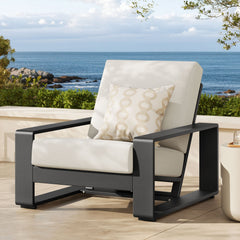 Lirienne Cream/Gray Outdoor Patio Aluminum Armchair - Ornate Home