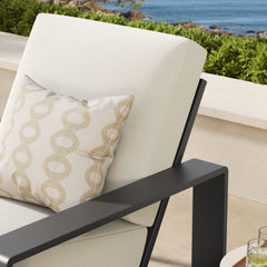 Lirienne Cream/Gray Outdoor Patio Aluminum Armchair - Ornate Home