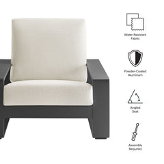 Lirienne Cream/Gray Outdoor Patio Aluminum Armchair - Ornate Home