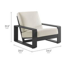 Lirienne Cream/Gray Outdoor Patio Aluminum Armchair - Ornate Home