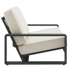 Lirienne Cream/Gray Outdoor Patio Aluminum Loveseat - Ornate Home