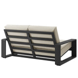 Lirienne Cream/Gray Outdoor Patio Aluminum Loveseat - Ornate Home