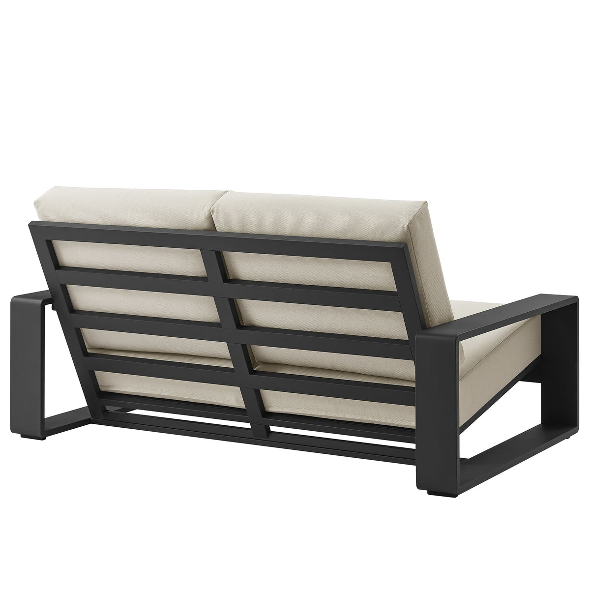 Lirienne Cream/Gray Outdoor Patio Aluminum Loveseat - Ornate Home