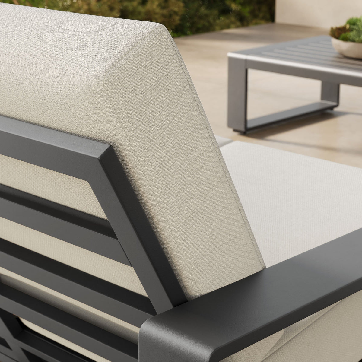 Lirienne Cream/Gray Outdoor Patio Aluminum Loveseat - Ornate Home