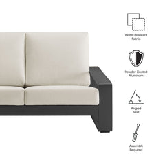 Lirienne Cream/Gray Outdoor Patio Aluminum Loveseat - Ornate Home