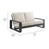Lirienne Cream/Gray Outdoor Patio Aluminum Loveseat - Ornate Home