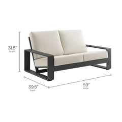 Lirienne Cream/Gray Outdoor Patio Aluminum Loveseat - Ornate Home