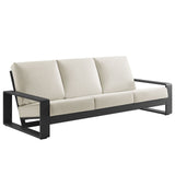 Lirienne Cream/Gray Outdoor Patio Aluminum Sofa - Ornate Home