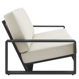 Lirienne Cream/Gray Outdoor Patio Aluminum Sofa - Ornate Home