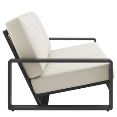 Lirienne Cream/Gray Outdoor Patio Aluminum Sofa - Ornate Home