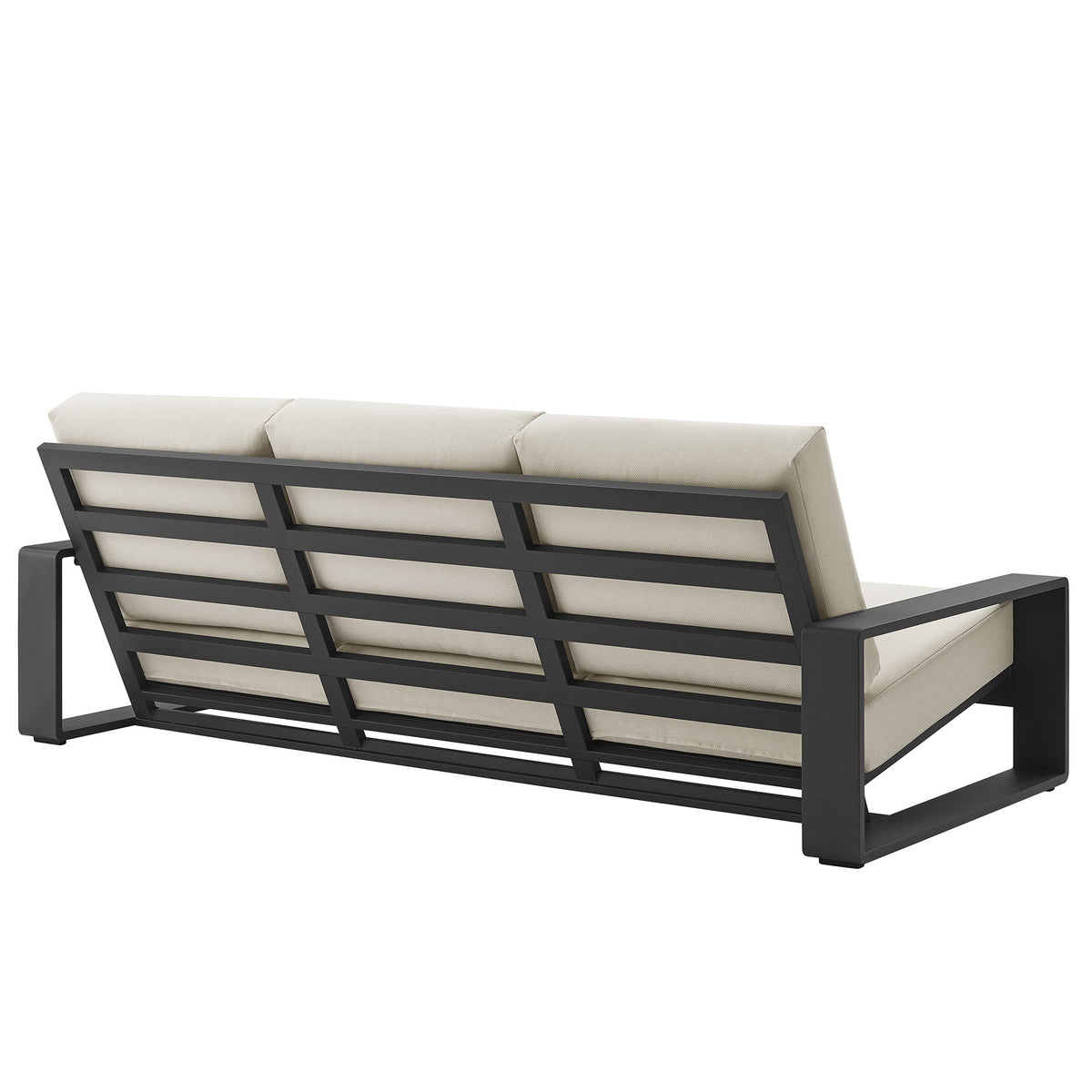 Lirienne Cream/Gray Outdoor Patio Aluminum Sofa - Ornate Home