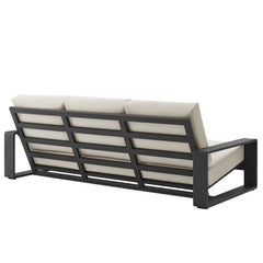 Lirienne Cream/Gray Outdoor Patio Aluminum Sofa - Ornate Home